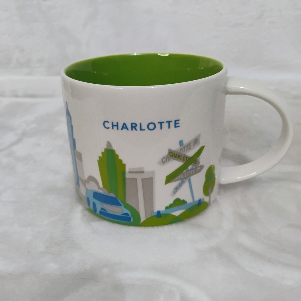 Starbucks You Are Here Charlotte Mug 2016 City Skyline North Carolina‎ 14oz Cup